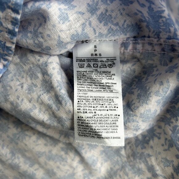 GAP Women's Blouse Floral Button Down Shirt Size Small Linen Blend Minimal - Picture 6 of 8
